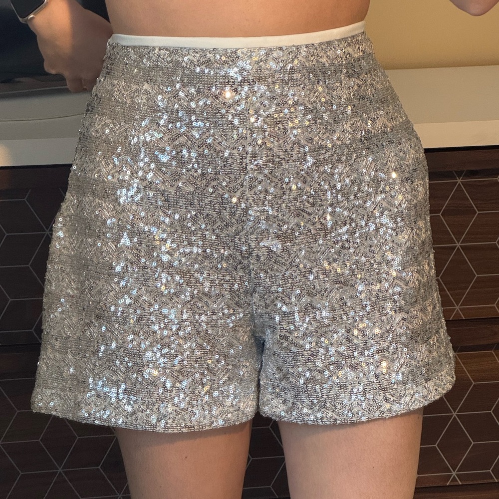 Silver sequin shorts Zara